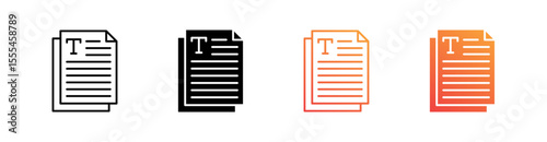 Text Multiple Style Icon Set Vector 