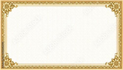Elegant Golden Frame with Ornate Floral Corners Perfect for Certificates, Invitations, and More