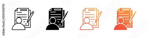 Copywriter Multiple Style Icon Set Vector 