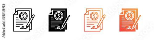 Loan Agreement Multiple Style Icon Set Vector 