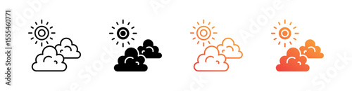 Weather Forecast Multiple Style Icon Set Vector 