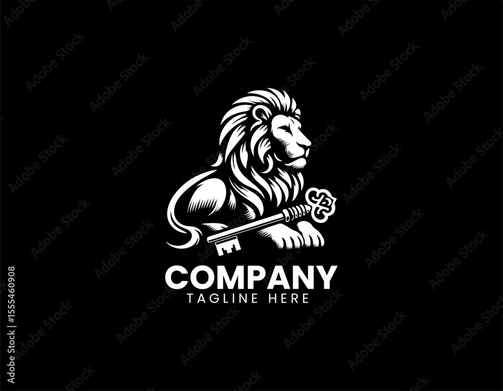 Fototapeta premium Majestic Lion with The Key of Infinity Eternal Power Wisdom Vector Logo Design