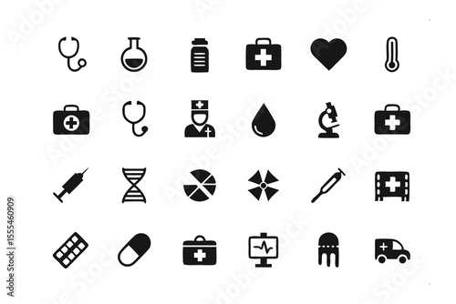 Health Icons Set: A comprehensive set of medical icons, symbols and elements, covering all the basic medical and healthcare topics 