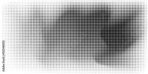 Set of halftone dots gradient pattern texture isolated on white background. Straight dotted spots using halftone circle dot raster texture. Vector blot half tone collection.