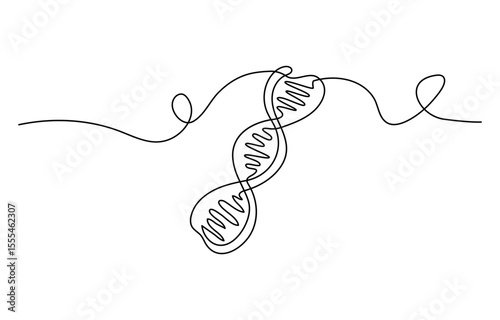 Continuous one line drawing of DNA. Single line drawing illustration of rhino DNA. National science day concept line art. Editable outline