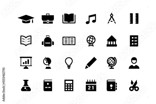 Education Icons: A collection of education-related icons, ideal for visual design projects related to learning, knowledge, and academic pursuits.
