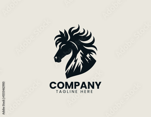 Powerful Horse Mountain Fusion Dynamic Equine Landscape Iconic Vector Logo