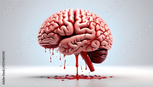 Ruptured blood vessel in the brain hemorrhagic stroke medical illustration neuroanatomy health concept