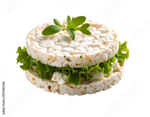 Crispbread sandwich with lettuce and cream