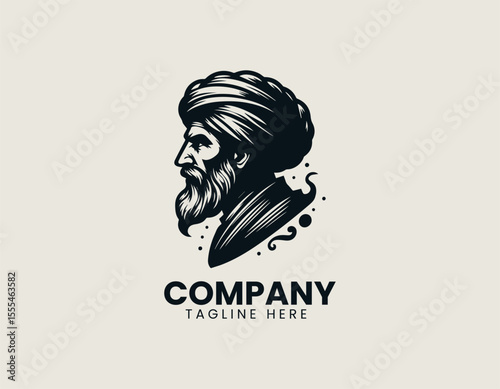 Noble Saladin Iconic Turban Legendary Crusader Islamic Hero Vector Logo Design