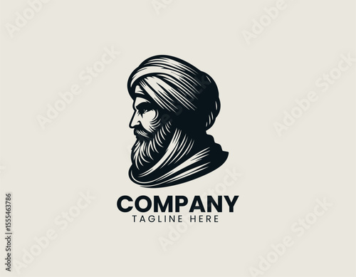 Noble Saladin Iconic Turban Legendary Crusader Islamic Hero Vector Logo Design