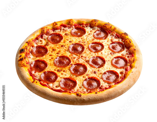 Delicious pepperoni pizza on black background