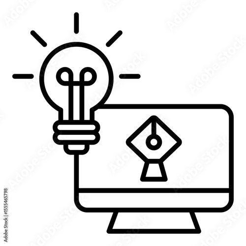 Digital Tools Outline Icon Vector Illustration