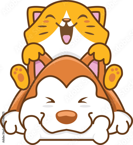 Illustration of dog and cat suitable for a pet shop logo