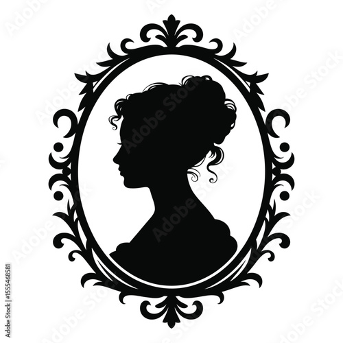 Victorian Era Woman Cameo Silhouette: Elegant Portrait for Vintage Designs

