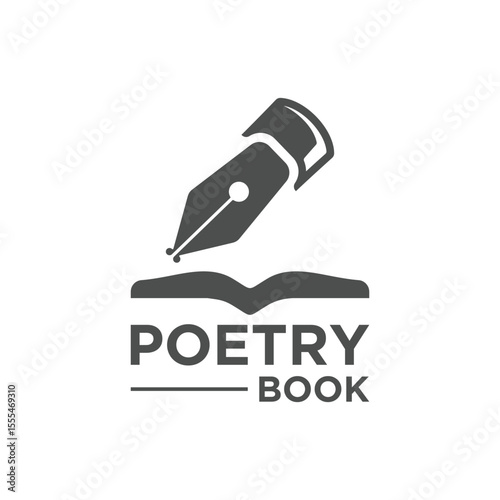 Fountain pen writing logo design. Writer tools vector design. Nib pen and signature logotype