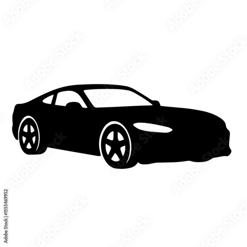 Black and white silhouette vector of a car on white background