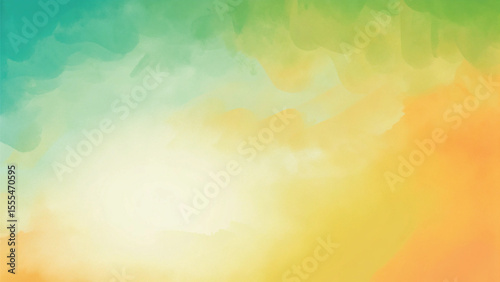 Abstract watercolor sky with colorful clouds and sun-kissed light