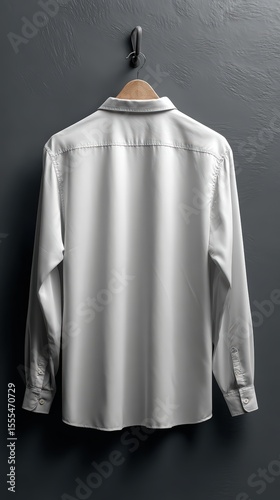 Elegant Gray Shirt Hanging on a Hook Against a Dark Background