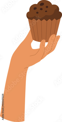 Hand Holding Chocolate Muffin

