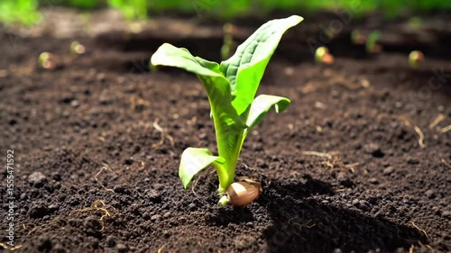 Timelapse of sprout growing from seed in soil