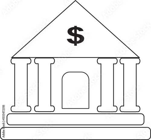 The Illustration of Bank Icon with dollar symbol