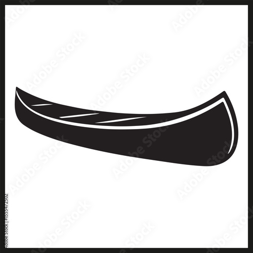 A black silhouette of a Canoe vector