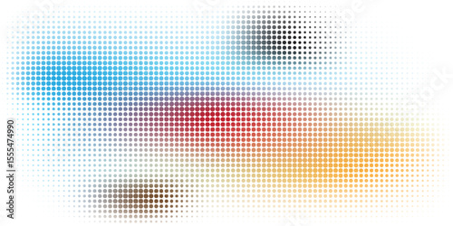 Vibrant abstract image featuring a gradient halftone pattern with multicolored dots, creating dynamic visual effects.