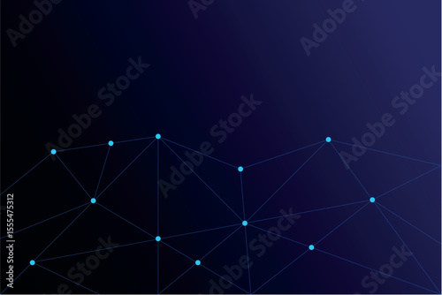 Blue Connected Dots and Lines Network Diagram on Black Background