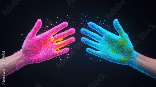 Bacteria, Comparison of clean and bacteria-covered hands in a visual study of hygiene practices.