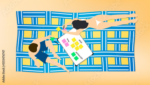 Beachside Brainstorming Session - illustration vector