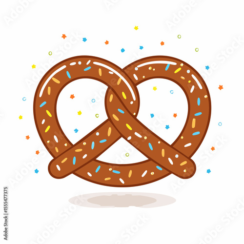 Cartoon Pretzel with Colorful Sprinkles, a Sweet and Savory Treat