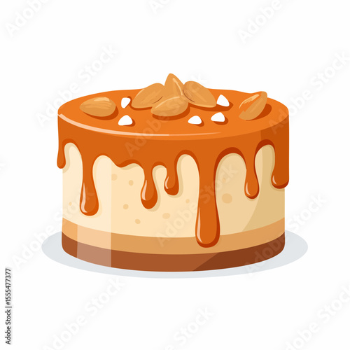 Cartoon Cake with Caramel Drizzle, Almonds, and White Sprinkles Topping