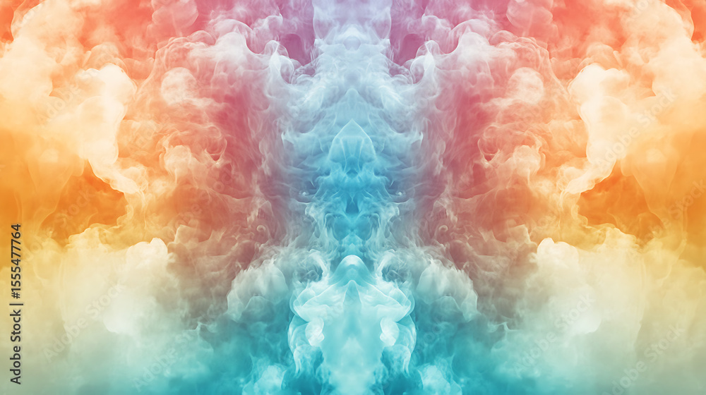 Fototapeta premium A colorful, abstract painting of flames with a rainbow background. The painting is full of vibrant colors and has a sense of movement and energy. The flames seem to be dancing and swirling