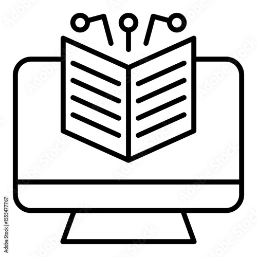 Digital Literacy Outline Icon Vector Illustration