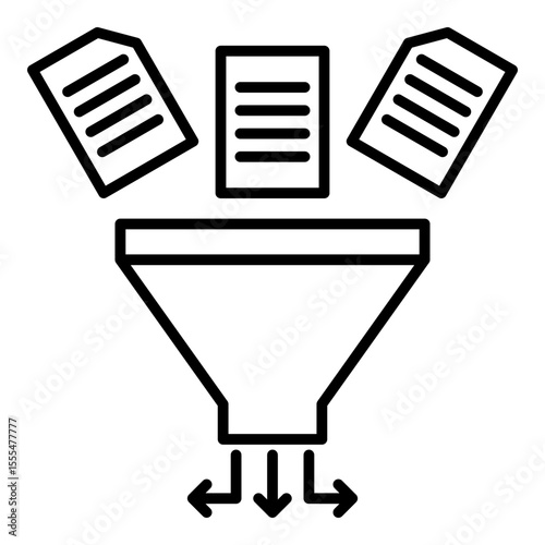 Filtering Data Outline Icon Vector Illustration
