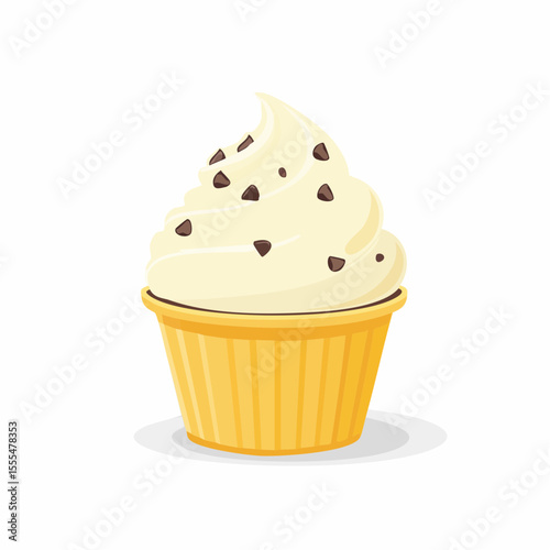 Vanilla Cupcake with Chocolate Chips in a Yellow Paper Cup