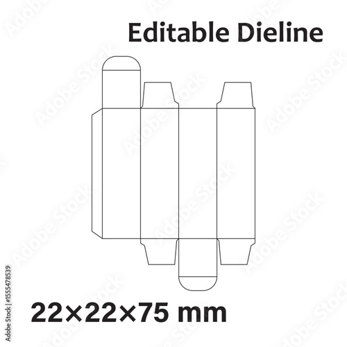 Lipstick Packaging Box Dieline – Small Cosmetic Template-22×22×75 mm