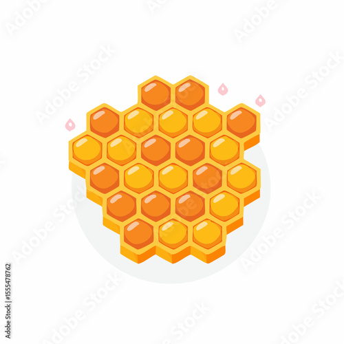 Isometric Honeycomb Structure with Golden and Amber Cells and Droplets