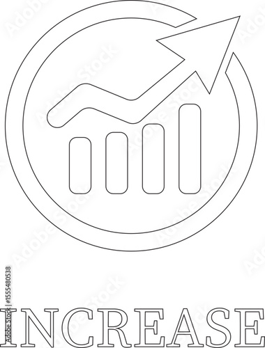 Growth line art icon.Containing performance, gain, improvement, grow, chart, increase, evolution and development icon.Increase and Decrease Line Icon.Vector illustration.