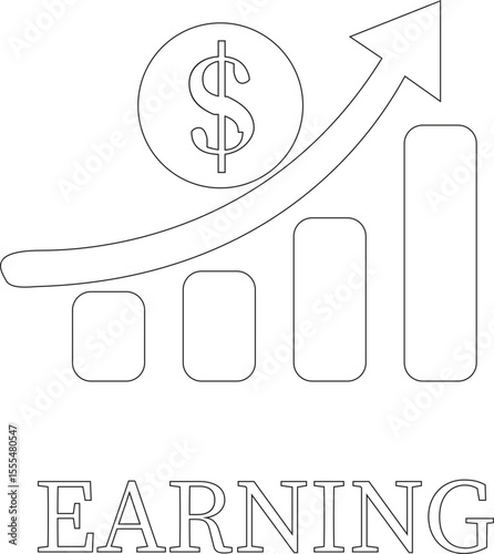 Growth line art icon.Containing performance, gain, improvement, grow, chart, increase, evolution and development icon.Increase and Decrease Line Icon.Vector illustration.