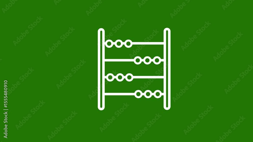 Animated abacus icon with moving beads, representing education, counting, math tools, and learning on a Green background.
