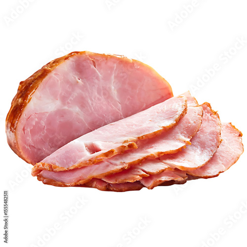 Sliced ham isolated on transparent background