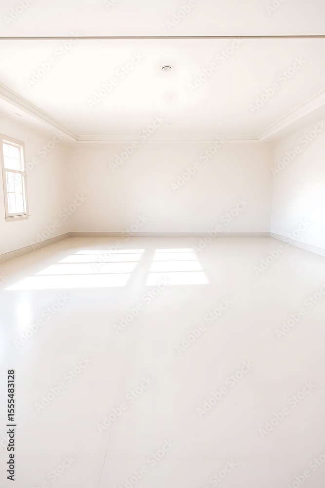 Fototapeta premium Bright expansive empty room showcasing minimalist modern architectural design