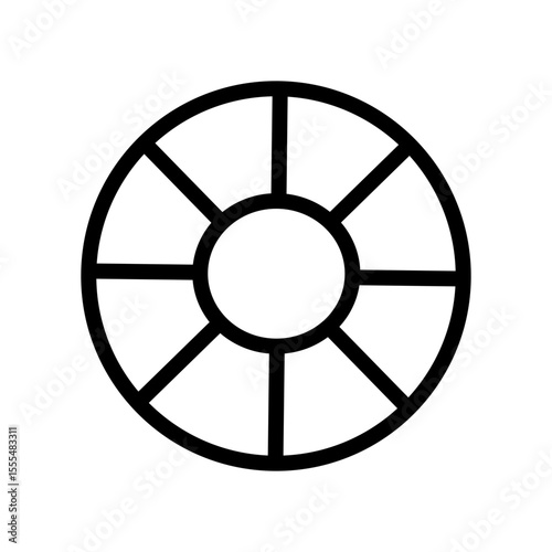 Minimalist Circular Segment Icon – Outline Round Chart or Wheel Design Isolated on White Background