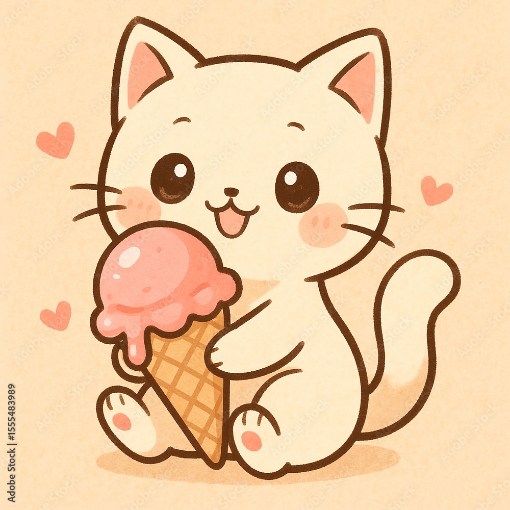 Fototapeta premium Cat with ice cream