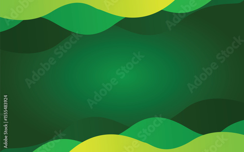 Green Gradation Wave Design Background