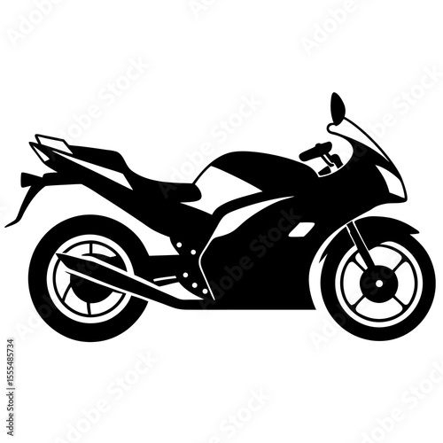 Sleek black silhouette of a modern sport motorcycle viewed from the side