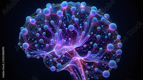 Abstract blue glowing marine bacteria cells resemble jellyfish in deep ocean water with bubbles