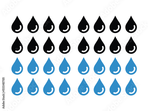 Water drop shape icon. Water or rain drops shape icons set. Blood or oil drop. Plumbing logo. Flat style outline. Vector illustration